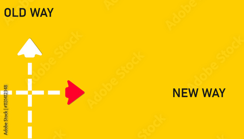 red planes are flying the old way yellow paper planes are flying the new way. changing path fi. Different thinking, Business leader, personality development idea concept.