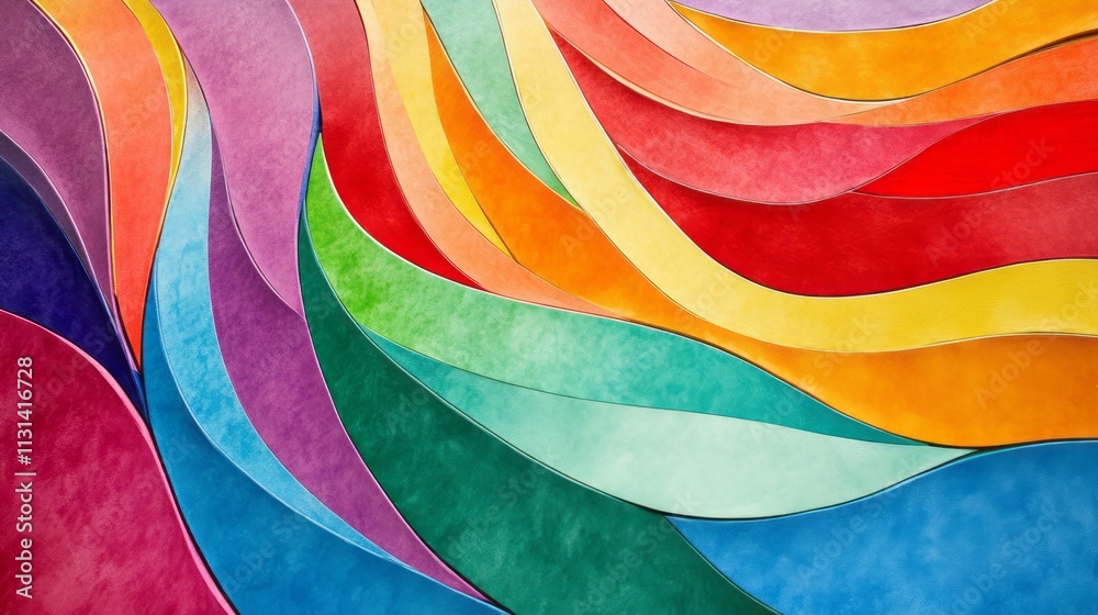 Obraz premium Abstract background, Three Dimensional, Wave Pattern, Multi Colored, Vibrant Color, Color Image