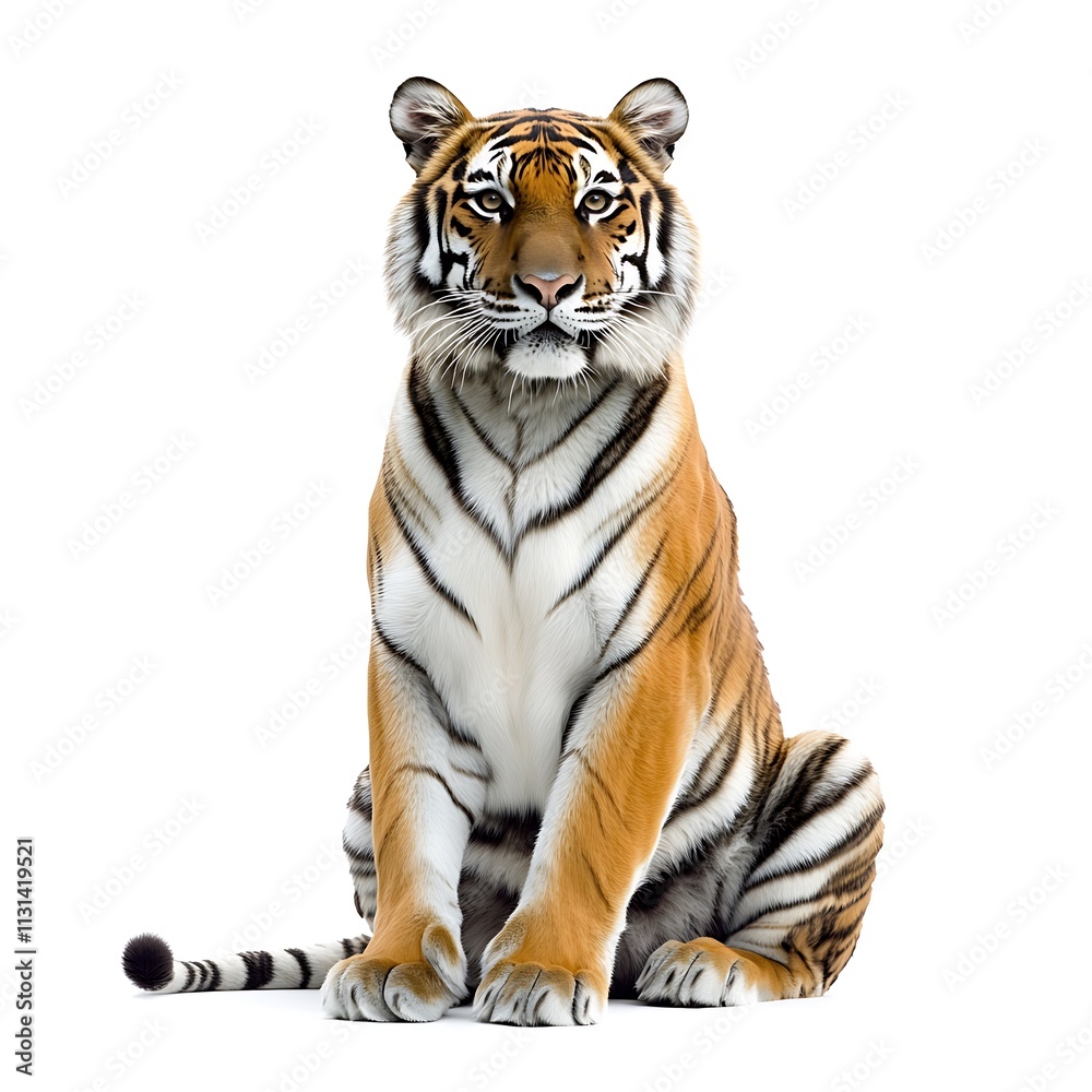 Fototapeta premium Sitting tiger isolated on white background.