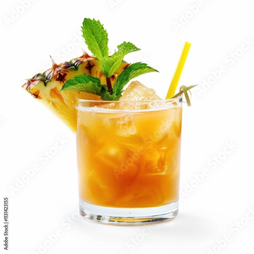 A tropical and exotic Mai Tai cocktail with rum, lime juice, orange liqueur photo