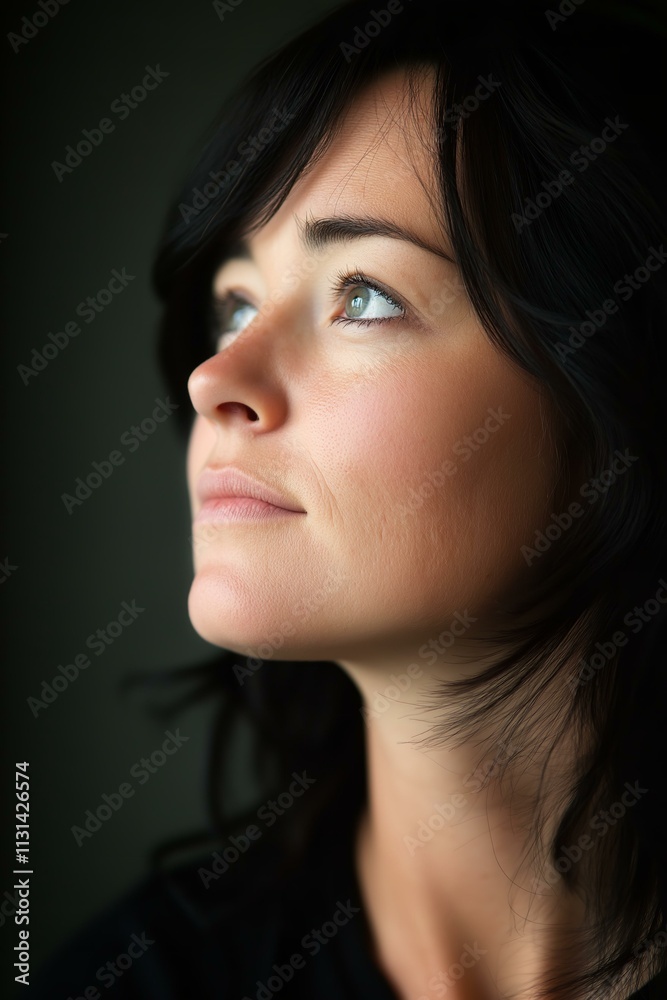 Fototapeta premium Portrait of a Woman Looking Up