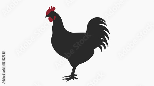 Hen Silhouette Vector Illustration on White Background