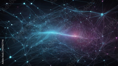 A vibrant, interconnected matrix of data points symbolizing the dense networks of artificial intelligence and machine learning systems
