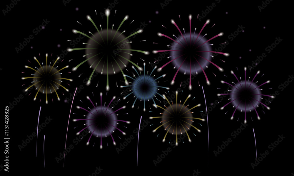Obraz premium Fireworks on black background