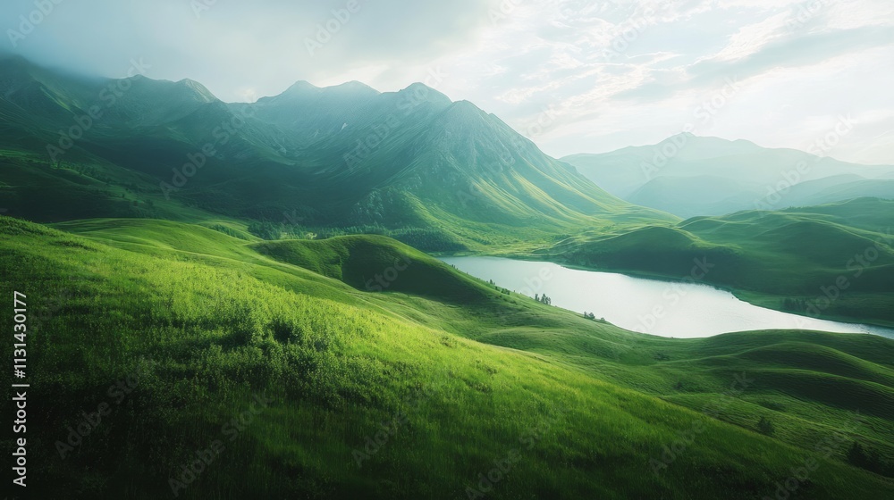 Fototapeta premium Beautiful tidewater green mountain landscape 
