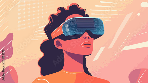 Digital Glasses Woman in Metaverse Flat Vector Illustration