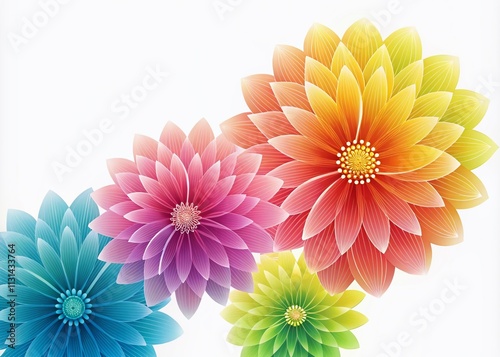 Colorful abstract floral vector illustrations, perfect for logos and ornaments, featuring vibrant designs on a clean white background for versatile applications and creative projects. photo