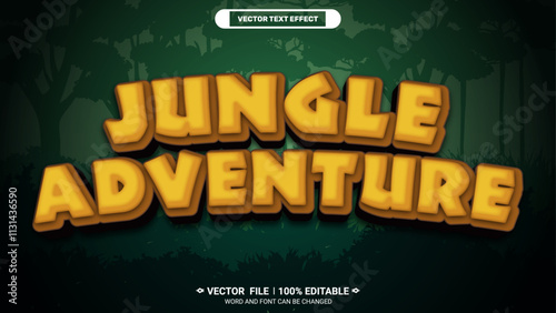 Jungle adventure mystery hunting in jungle editable vector text style effect
