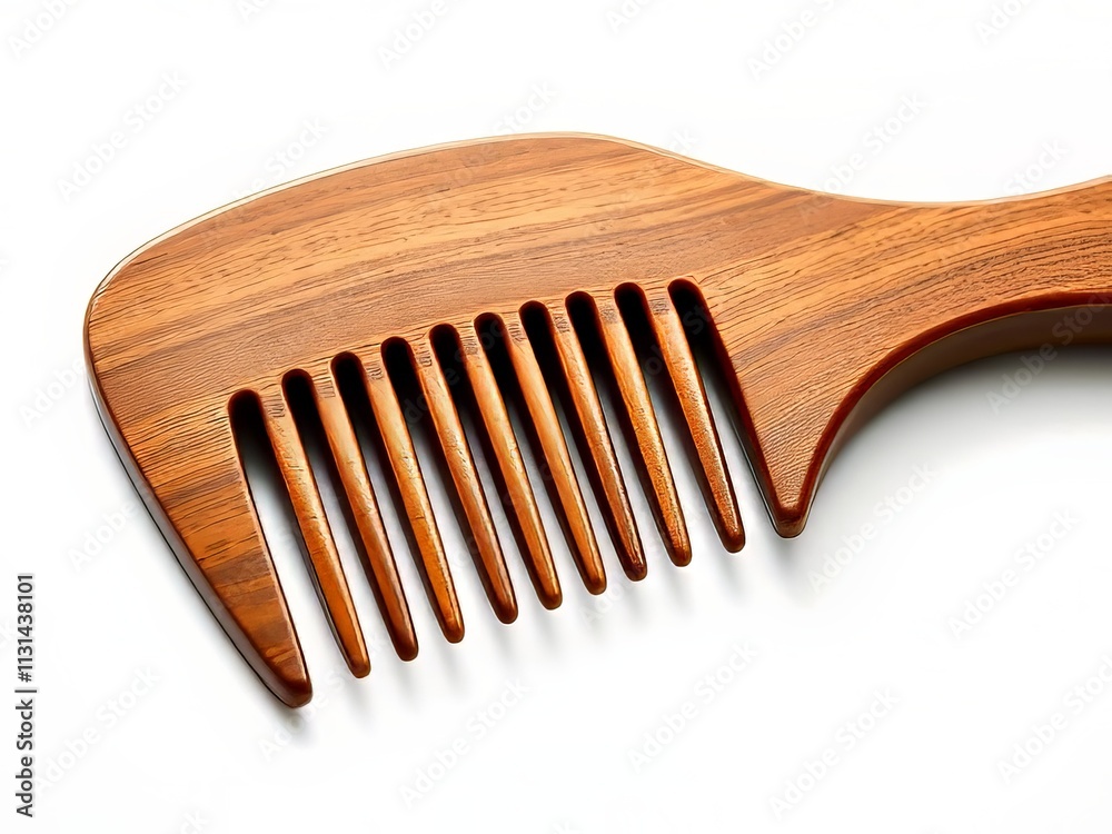 Obraz premium Wooden Comb Isolated White Background Clipping Path - Vibrant AI Photo
