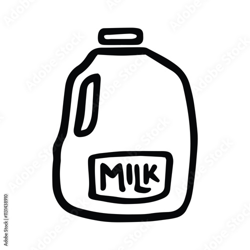 Milk Carton Jug or Bottle Jar Icon Hand Drawn Black and White-Thick Lines SVG