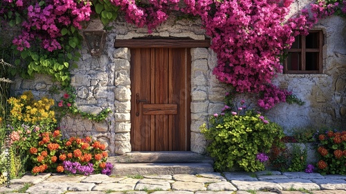 Fototapeta Naklejka Na Ścianę i Meble -  door and flowers