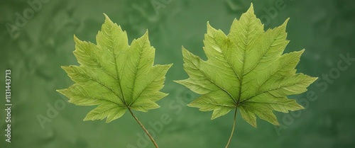 Delicate leaf with intricate veins against soft green background, botanical, arrowwood photo