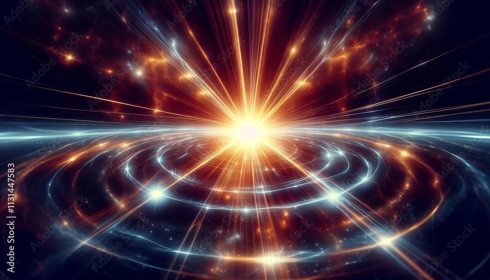 Obraz premium glowing pulsar emitting intense radiant beams of light across vast cosmic space, generative ai