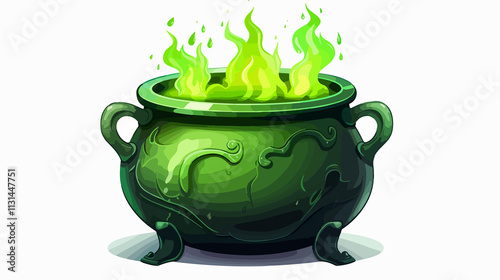Witches Cauldron Pot Vector Design - Isolated Illustration for Halloween Party Decoration