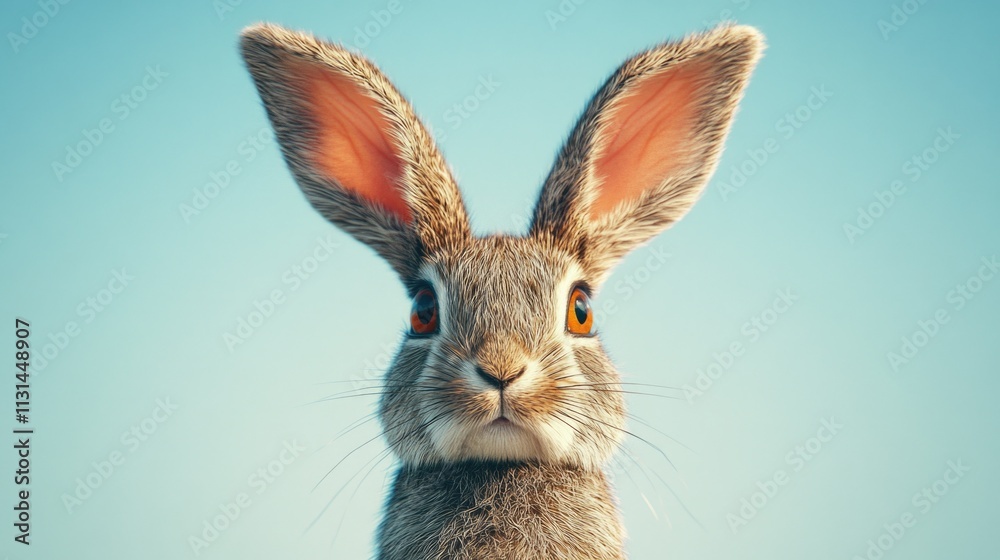 Obraz premium Rabbit's face in blue sky