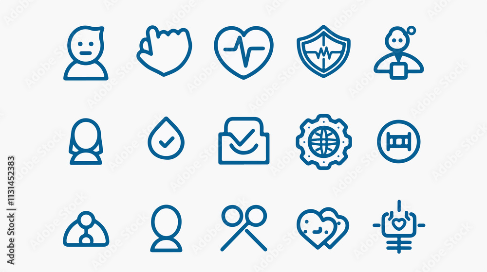 Fototapeta premium Trust Web Icons in Line Style for Integrity and Confidence