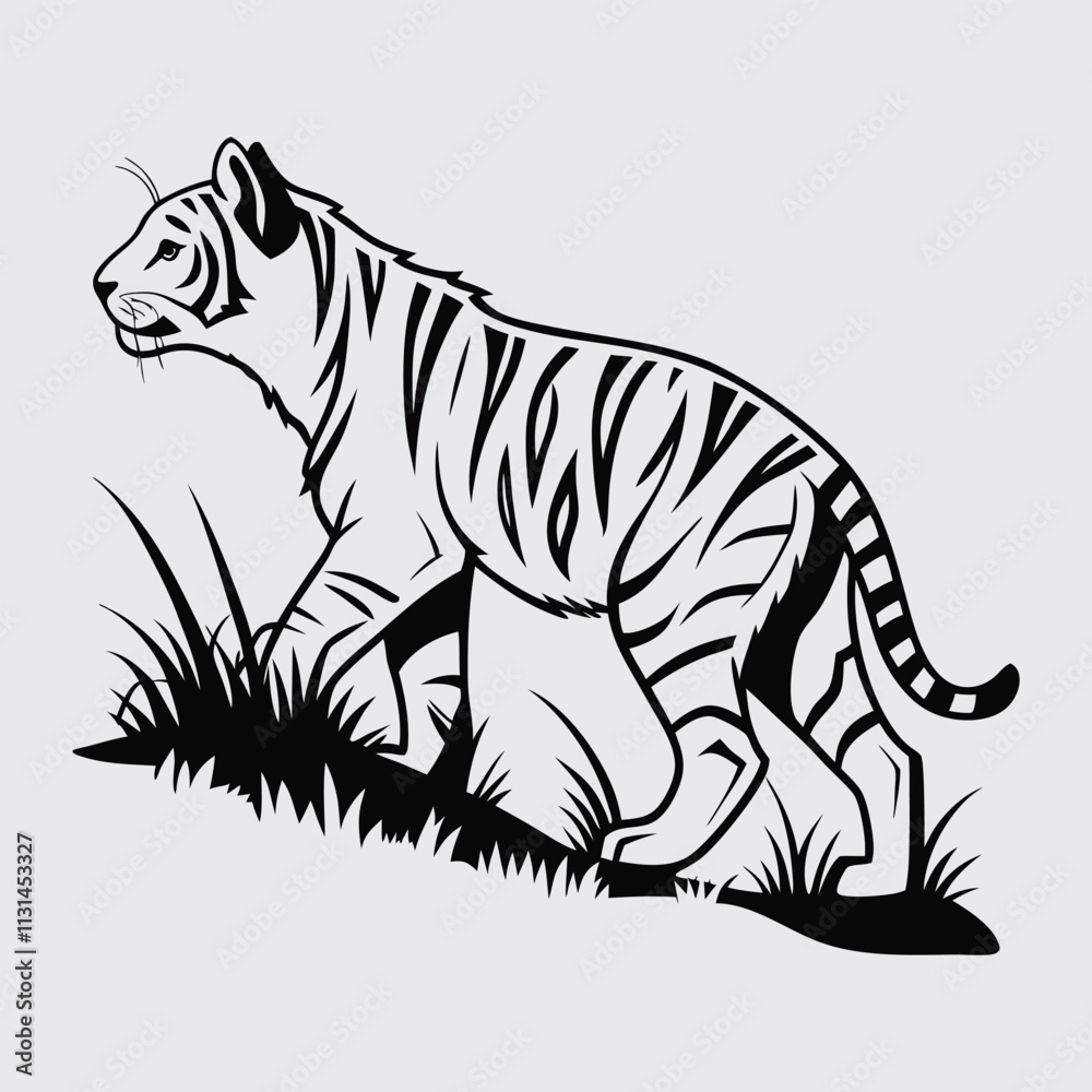 Fototapeta premium Tiger image silhouette vector art and illustration