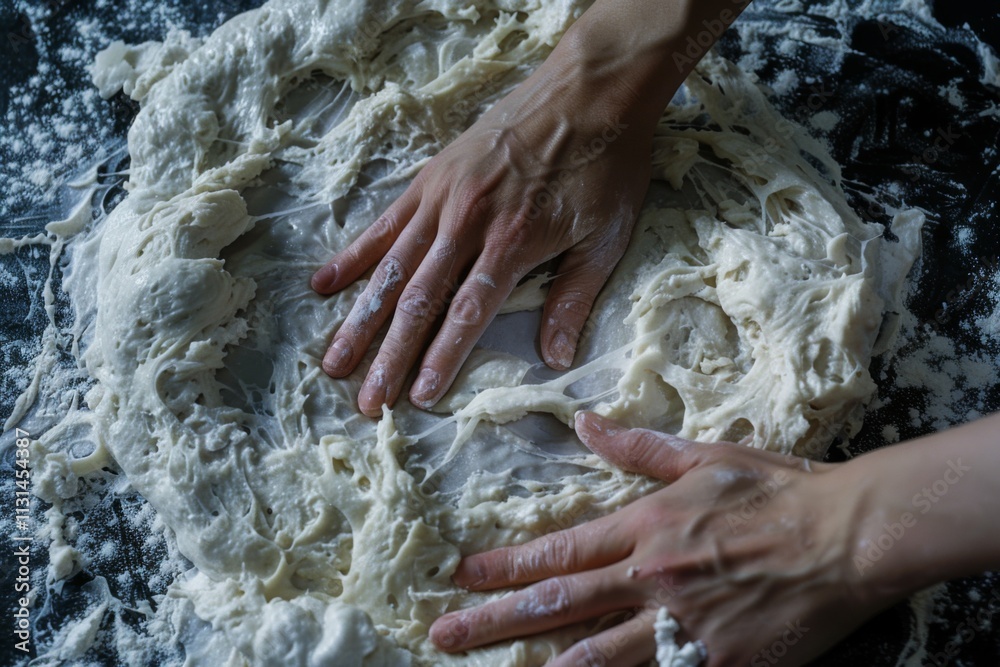 Fototapeta premium pizza prepare dough hand topping