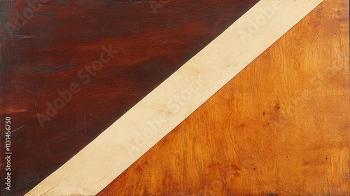 Triangular Wooden Panel With Three Different Stained Colors