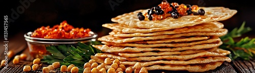 Indian thepla flatbread with spices, framed by a festive Navratri celebration photo