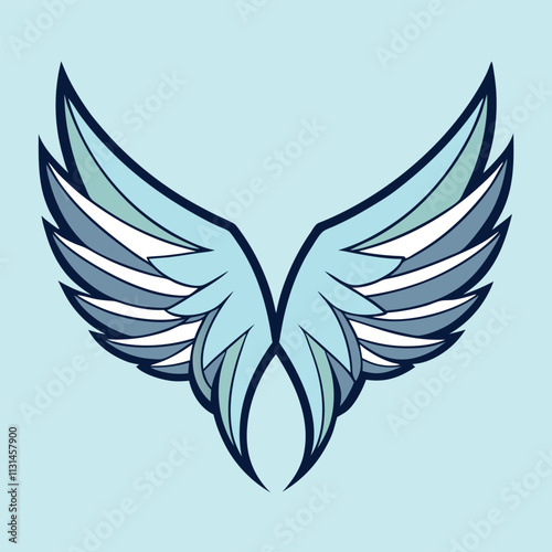 Wings silhouette design elements. Angel wings