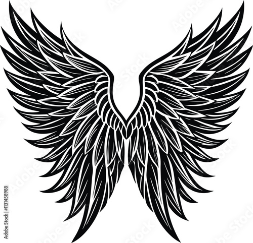 Wings silhouette design elements. Angel wings