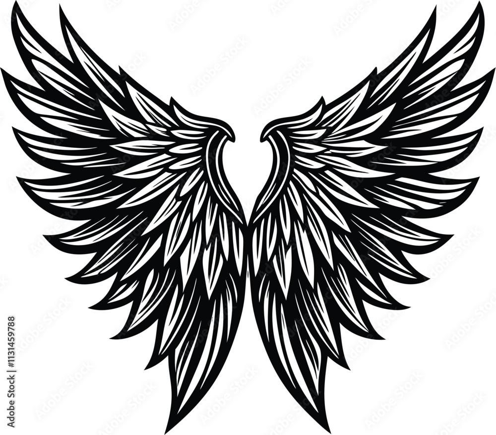 Fototapeta premium Wings silhouette design elements. Angel wings