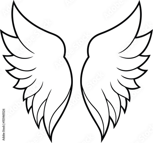 Wings silhouette design elements. Angel wings