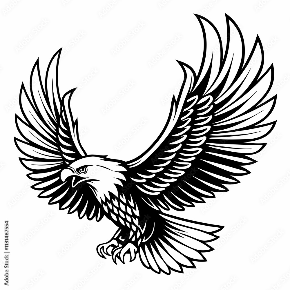 Fototapeta premium Elegant black-and-white tattoo design featuring a pair of spread wings, perfect for body art, prints, or digital projects.
