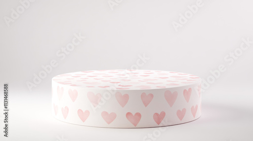 Minimal background, mock up with podium for product display,Abstract white geometry shape background minimalist Valentine's day pink background,Abstract mock up backgroundup 3D rendering. photo