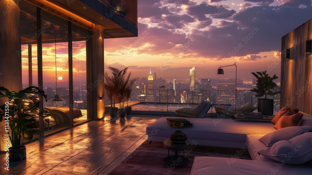 Fototapeta premium Tranquil Morning Sky. Serene Urban Morning Atmosphere concept