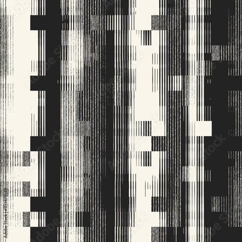 Monochrome Grain Glitch Stripe Pattern