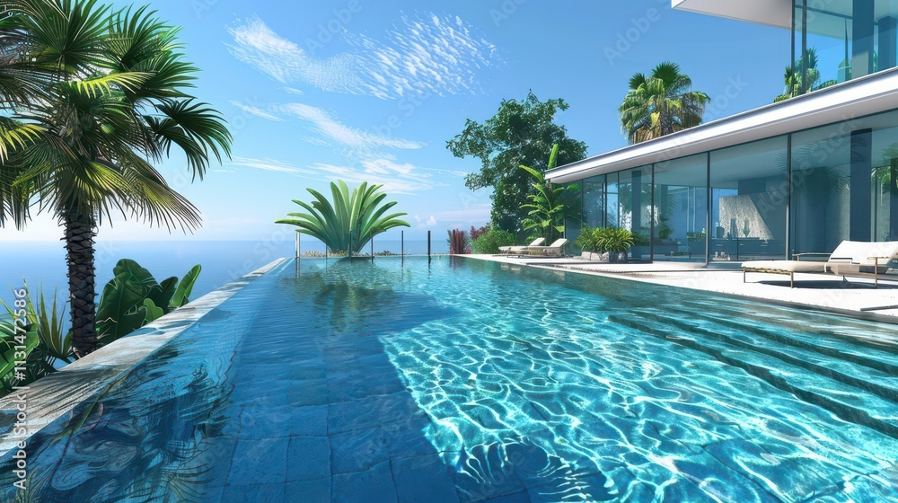 Fototapeta premium Tranquil Oasis. Harmonious blend of nature and architecture concept