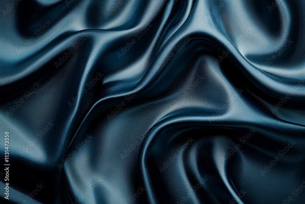Fototapeta premium Elegant Blue Satin Fabric Close-Up