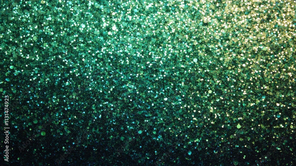 Fototapeta premium Shimmering Green Glitter Background with Gradient