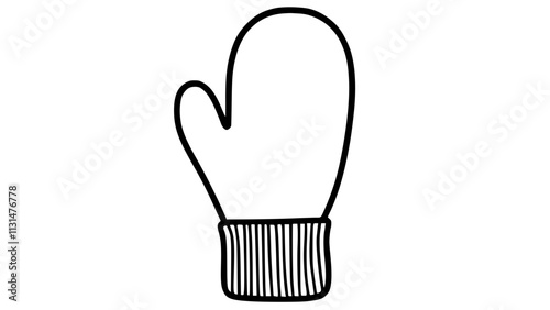 Black and white glove with striped band icon