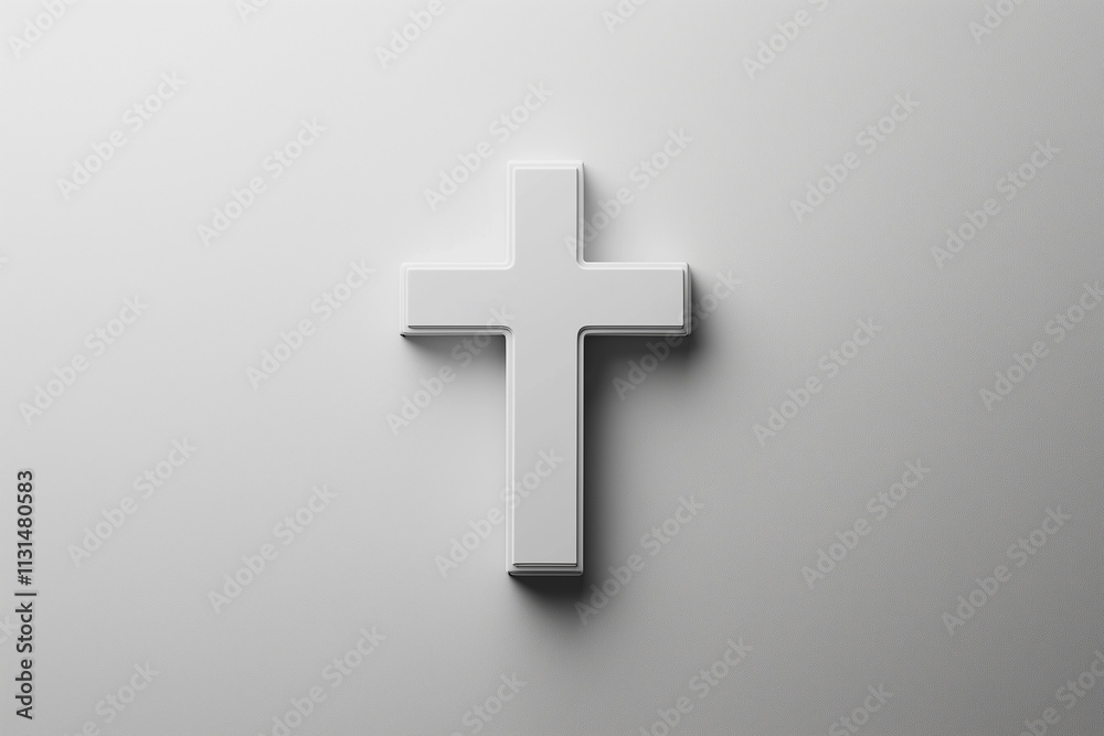A minimalist representation of a white cross on a soft background. A minimalist representation of a white cross on a soft background.