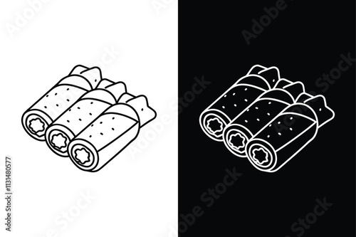 Spring Rolls icon vector on White Background ,Vector Art Illustration on white background.