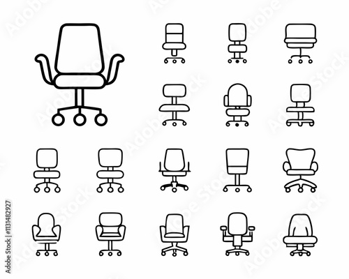 Office Chair Icons Styles, Designs, and Variations Collection