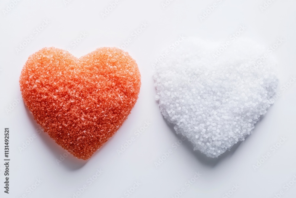 Fototapeta premium Two heart-shaped sugars sit side by side