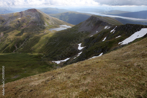 Ascent path to Binnein Mor and Na Gruagaichean -  View towards Glen Nevis and water of Nevis valley - Mamores - Highlands - Scotland - UK photo