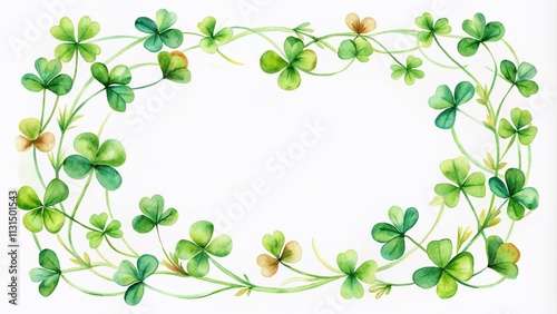 Wallpaper Mural Elegant watercolor clover frame design perfect for St. Patrick’s Day greeting cards, wedding invitations, and festive celebrations, enhancing every special occasion with charm and sophistication. Torontodigital.ca