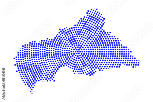 Abstract graphic Central African Republic map from pixel blue on a white background. Vector illustration.	
