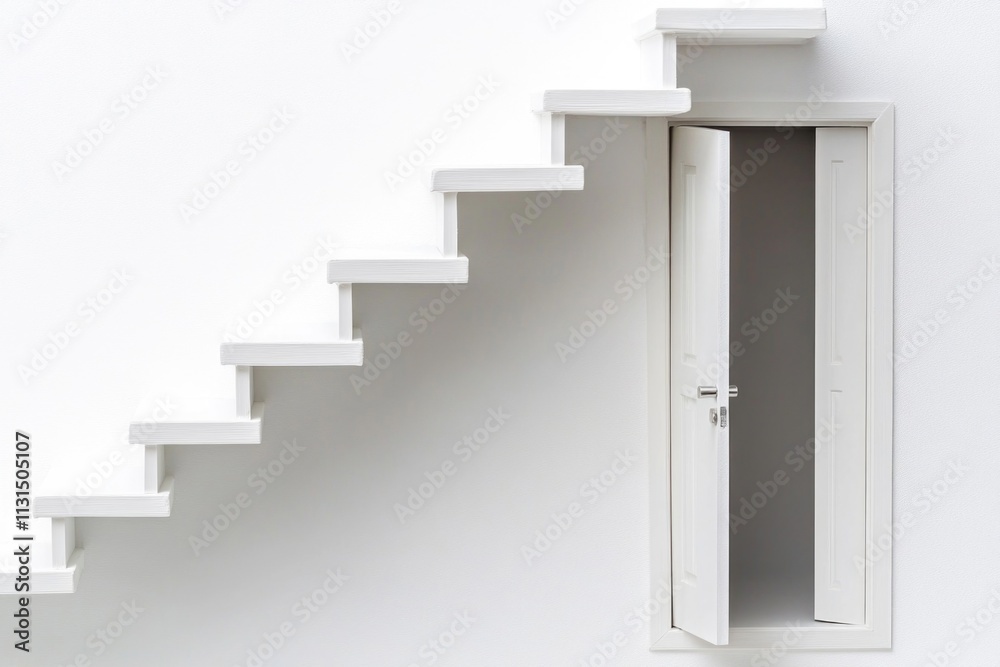 Obraz premium A simple, open door on a plain white wall