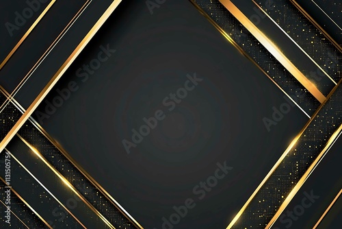 Abstract dark geometric background featuring glowing golden lines and sparkles, creating a modern, futuristic, and elegant design.