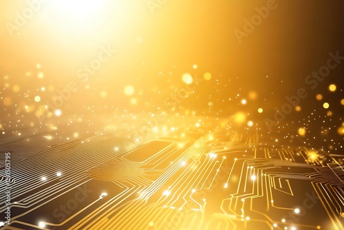 Abstract dark geometric background featuring glowing golden lines and sparkles, creating a modern, futuristic, and elegant design.