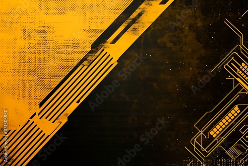 Abstract dark geometric background featuring glowing golden lines and sparkles, creating a modern, futuristic, and elegant design.