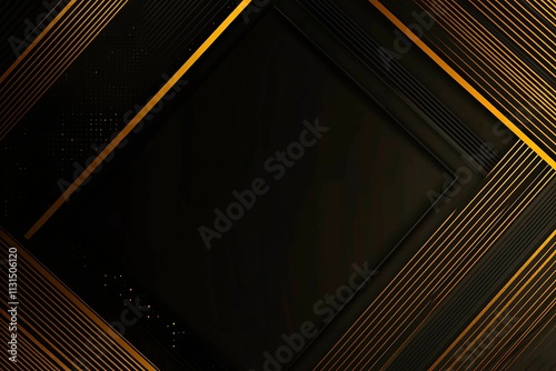 Abstract dark geometric background featuring glowing golden lines and sparkles, creating a modern, futuristic, and elegant design.