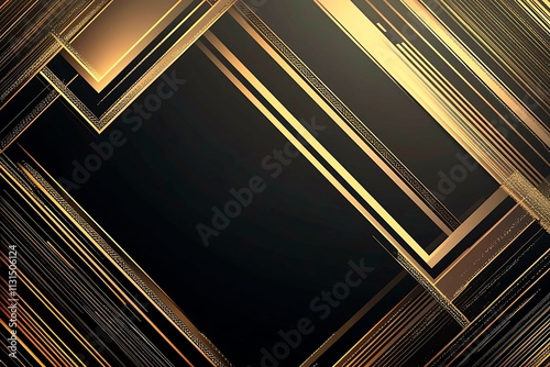 Abstract dark geometric background featuring glowing golden lines and sparkles, creating a modern, futuristic, and elegant design.