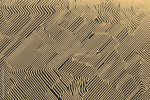 Abstract dark geometric background featuring glowing golden lines and sparkles, creating a modern, futuristic, and elegant design.